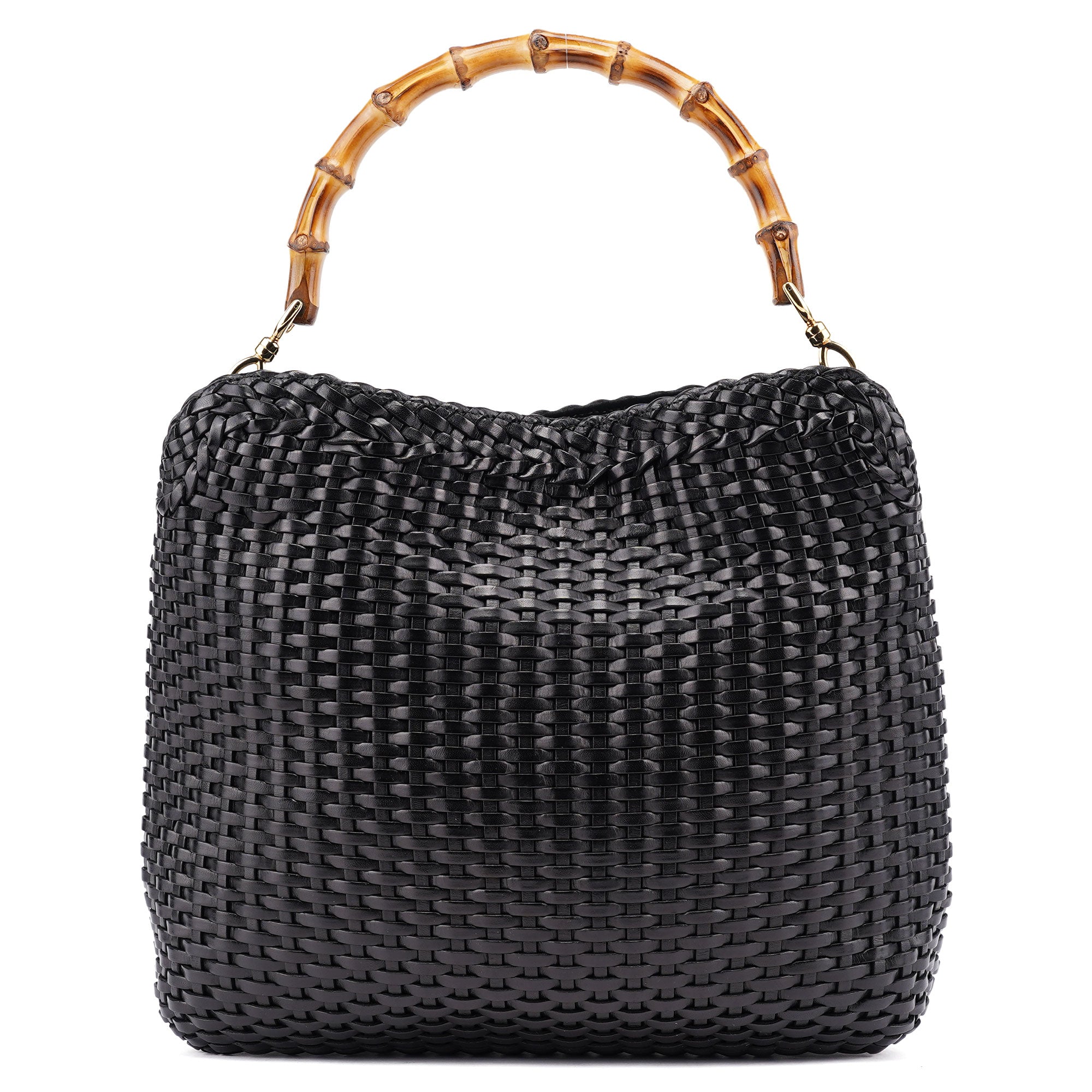 1996 Brown Woven Bamboo Shoulder Bag