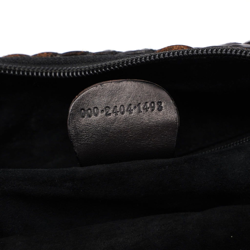 1996 Brown Woven Leather Hobo Shoulder Bag