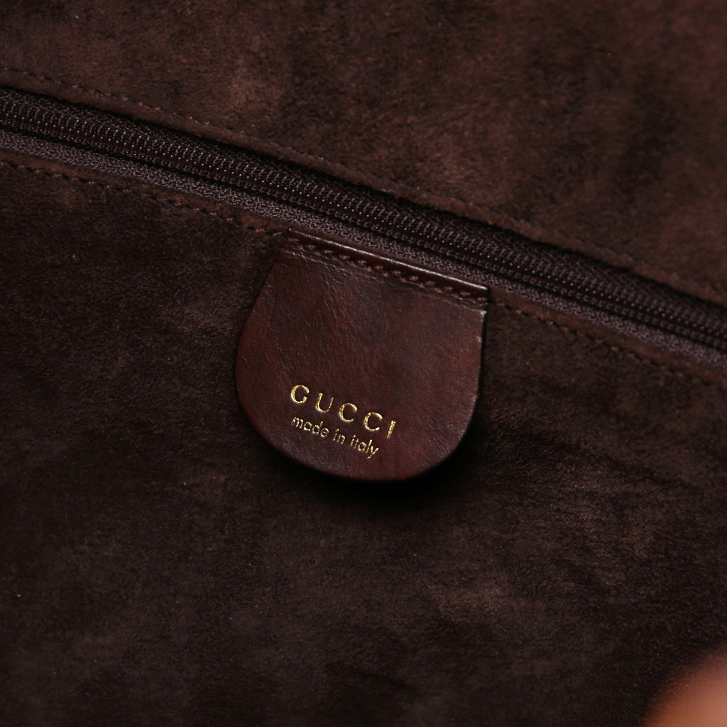 1996 Large Brown Woven Bamboo 2-Way Bag