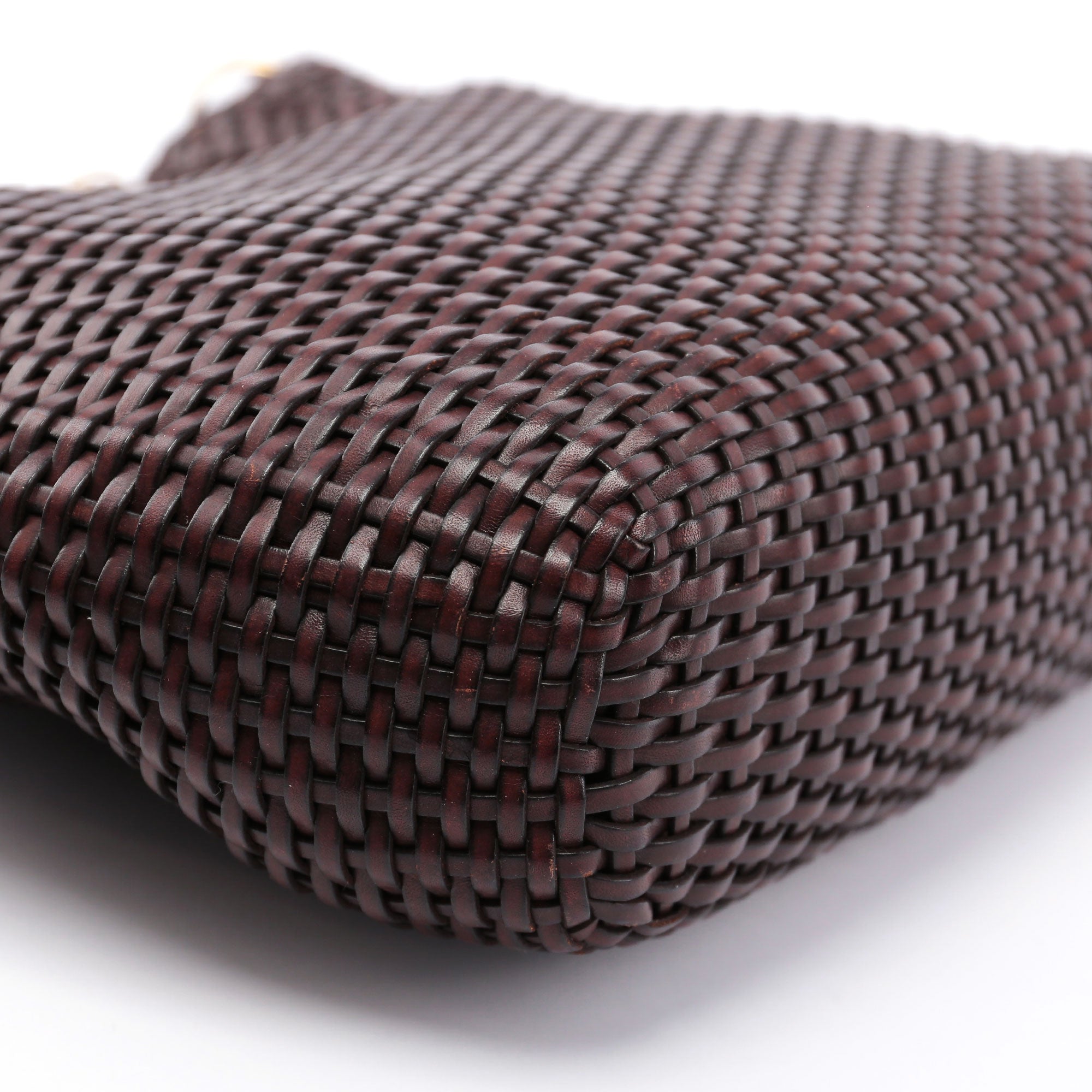 1996 Large Brown Woven Bamboo 2-Way Bag
