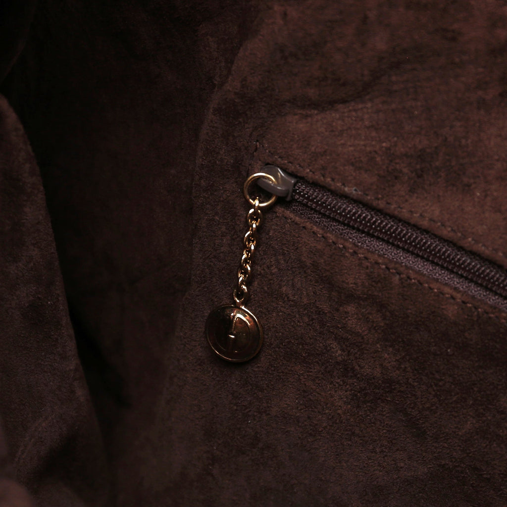 1996 Large Brown Woven Bamboo 2-Way Bag