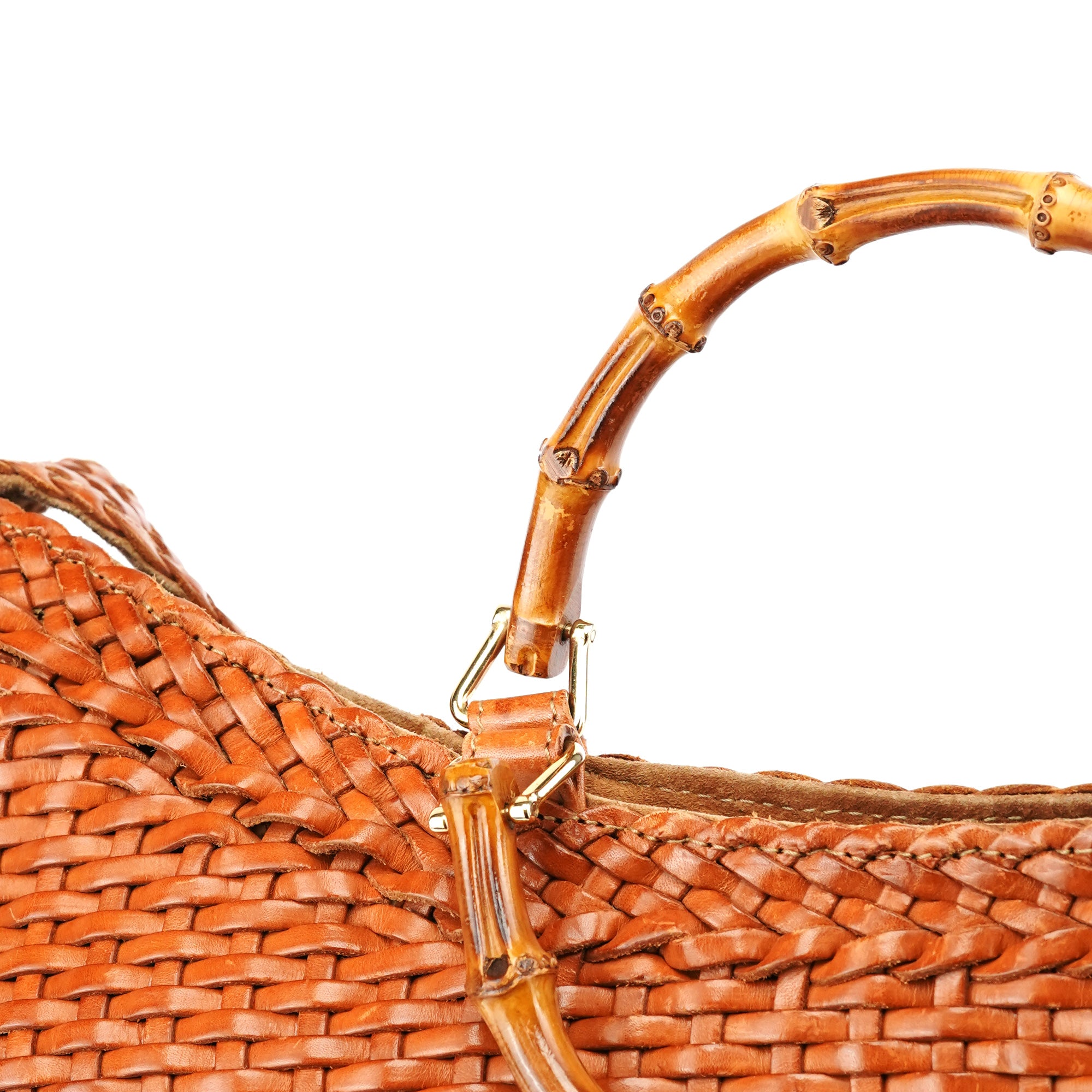 1996 Light Brown Leather Bamboo 2-Way Bag