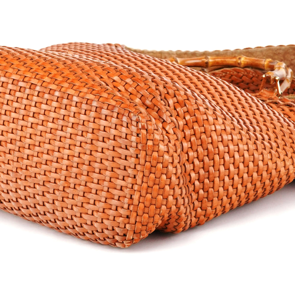 1996 Light Brown Leather Bamboo 2-Way Bag