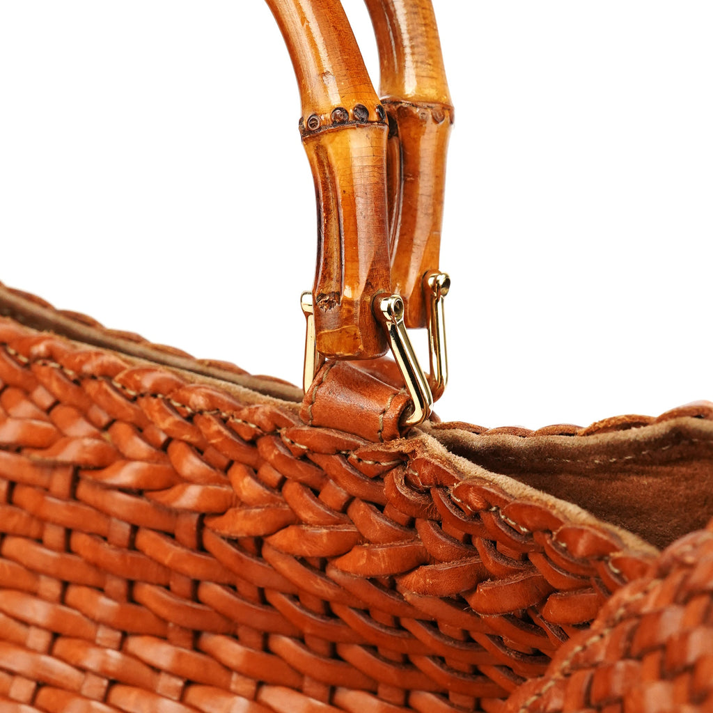1996 Light Brown Leather Bamboo 2-Way Bag