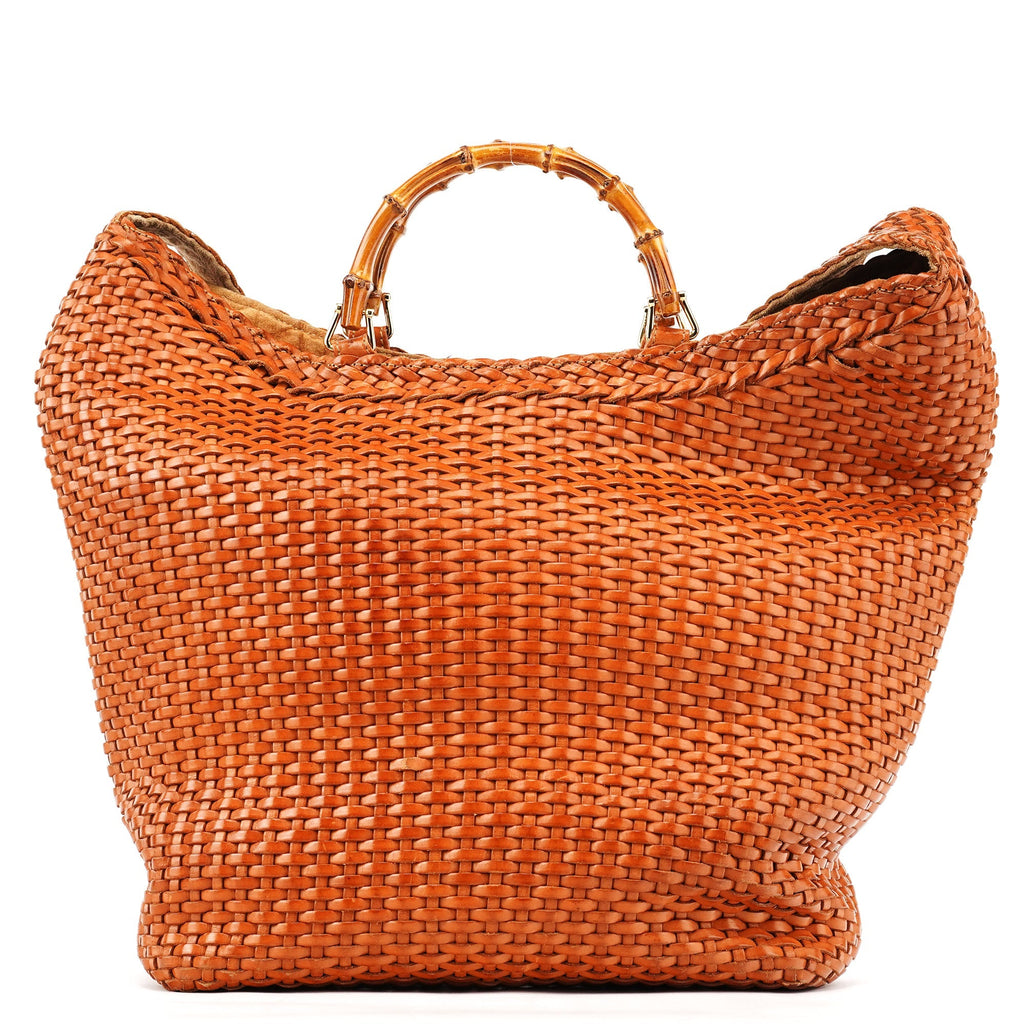 1996 Light Brown Leather Bamboo 2-Way Bag