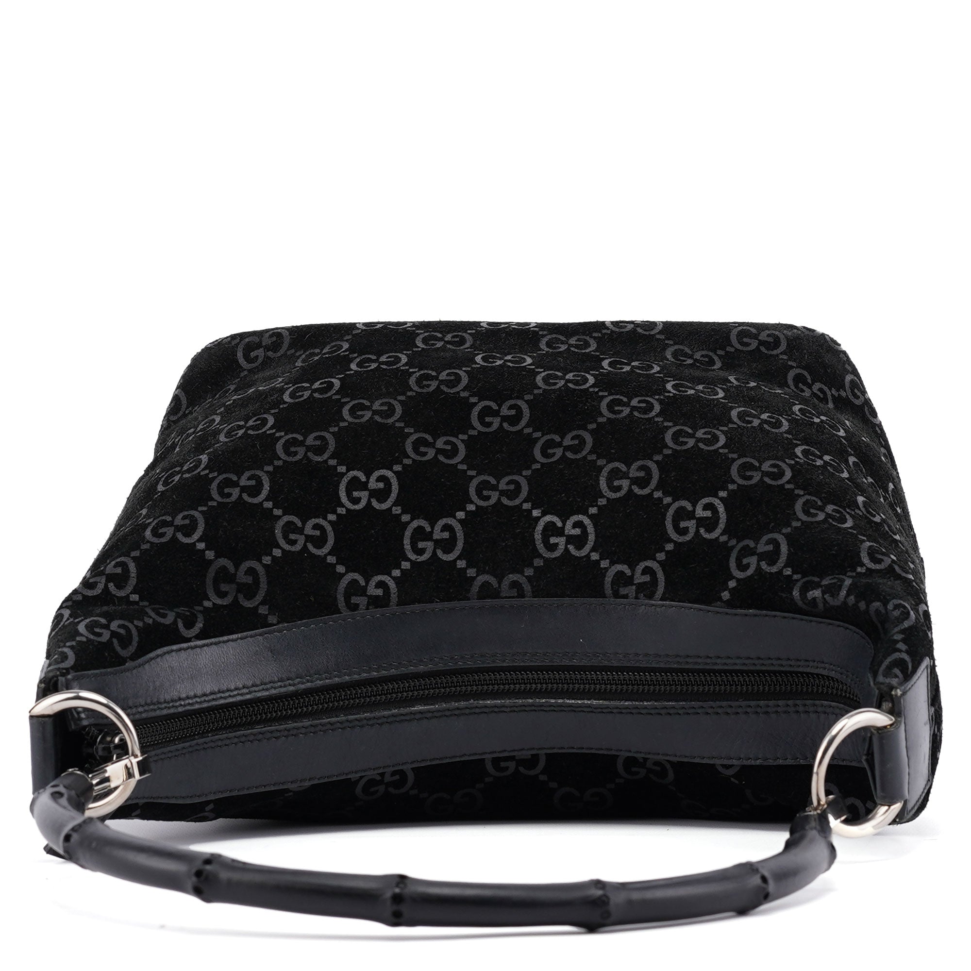 1997 Black GG Suede Bamboo Shoulder Bag