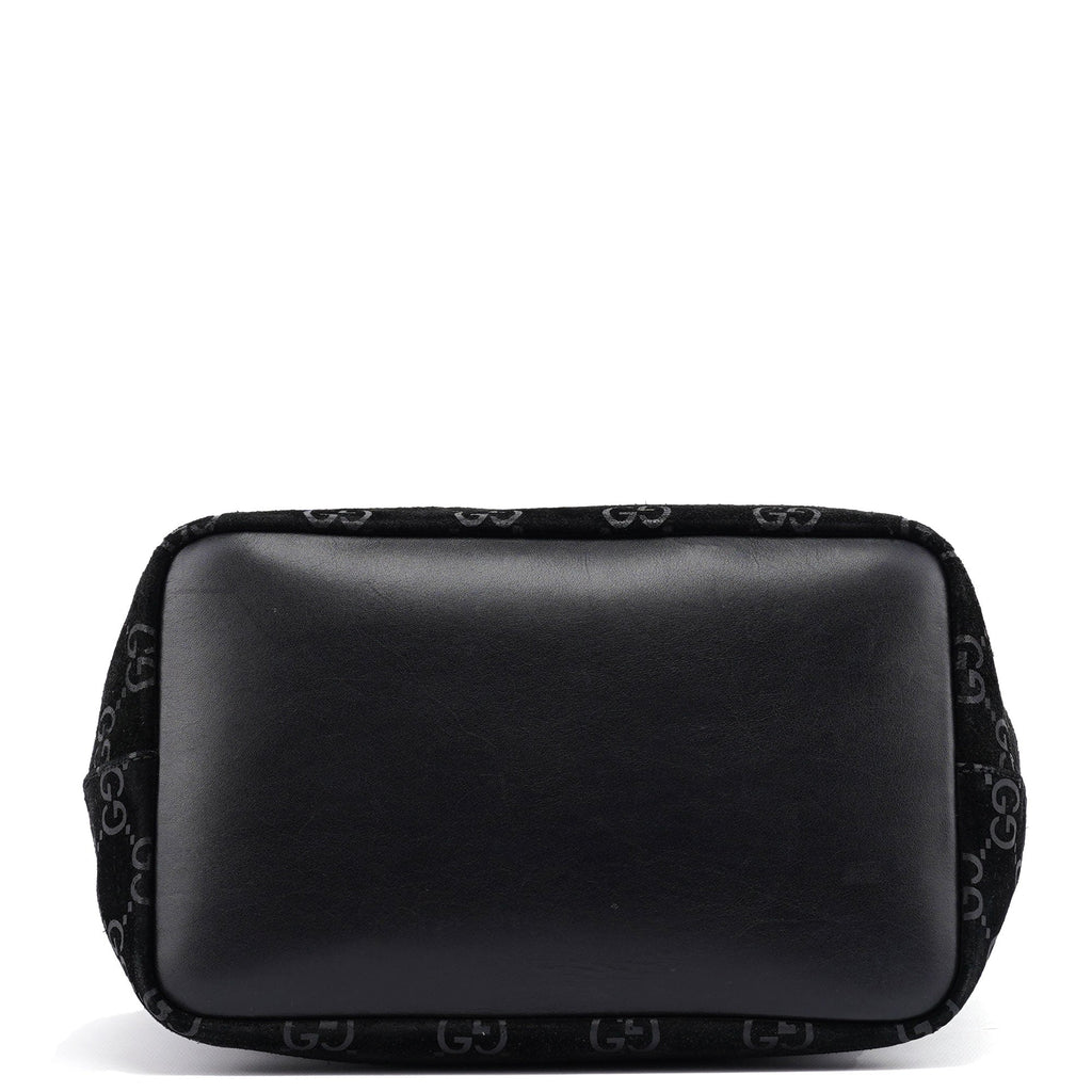 1997 Black GG Suede Bamboo Shoulder Bag