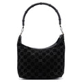 1997 Black GG Suede Bamboo Shoulder Bag