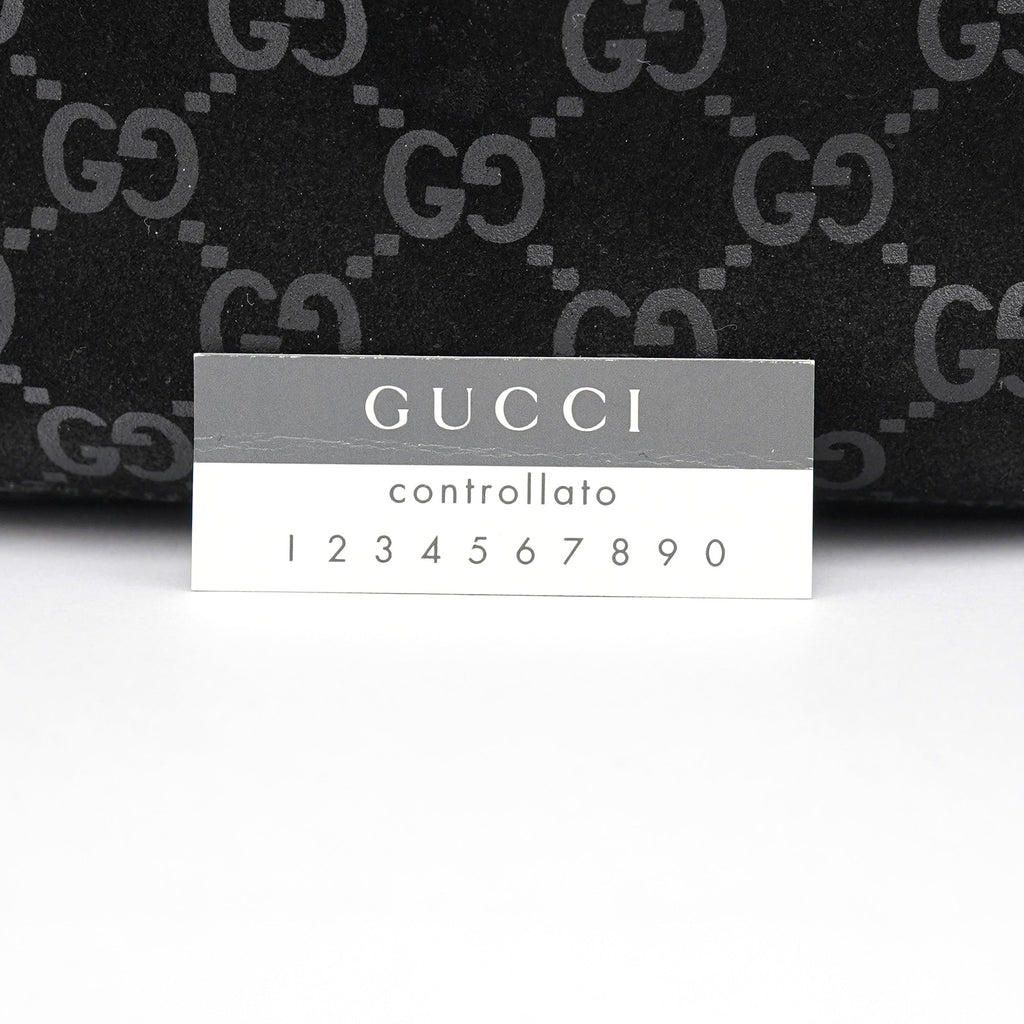 1997 Black GG Suede Drawstring Shoulder Bag