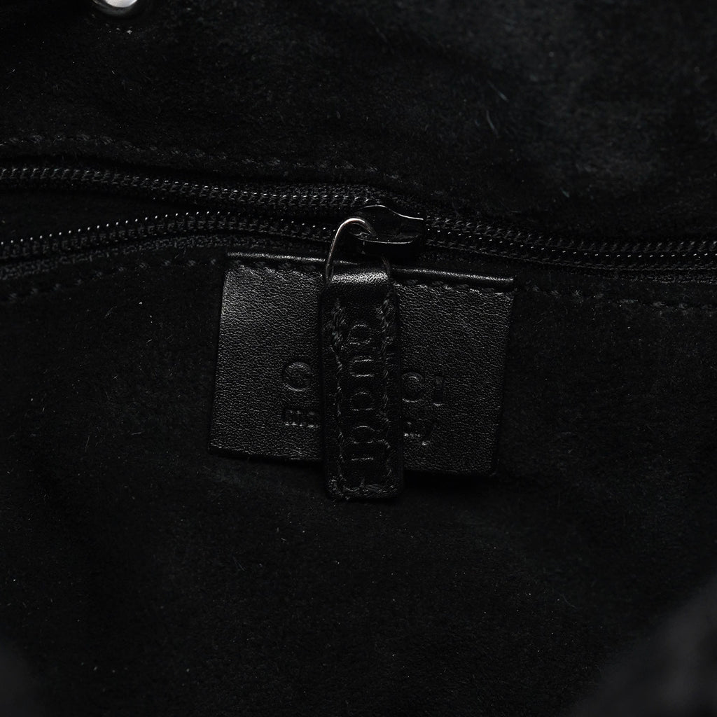 1997 Black GG Suede Drawstring Shoulder Bag