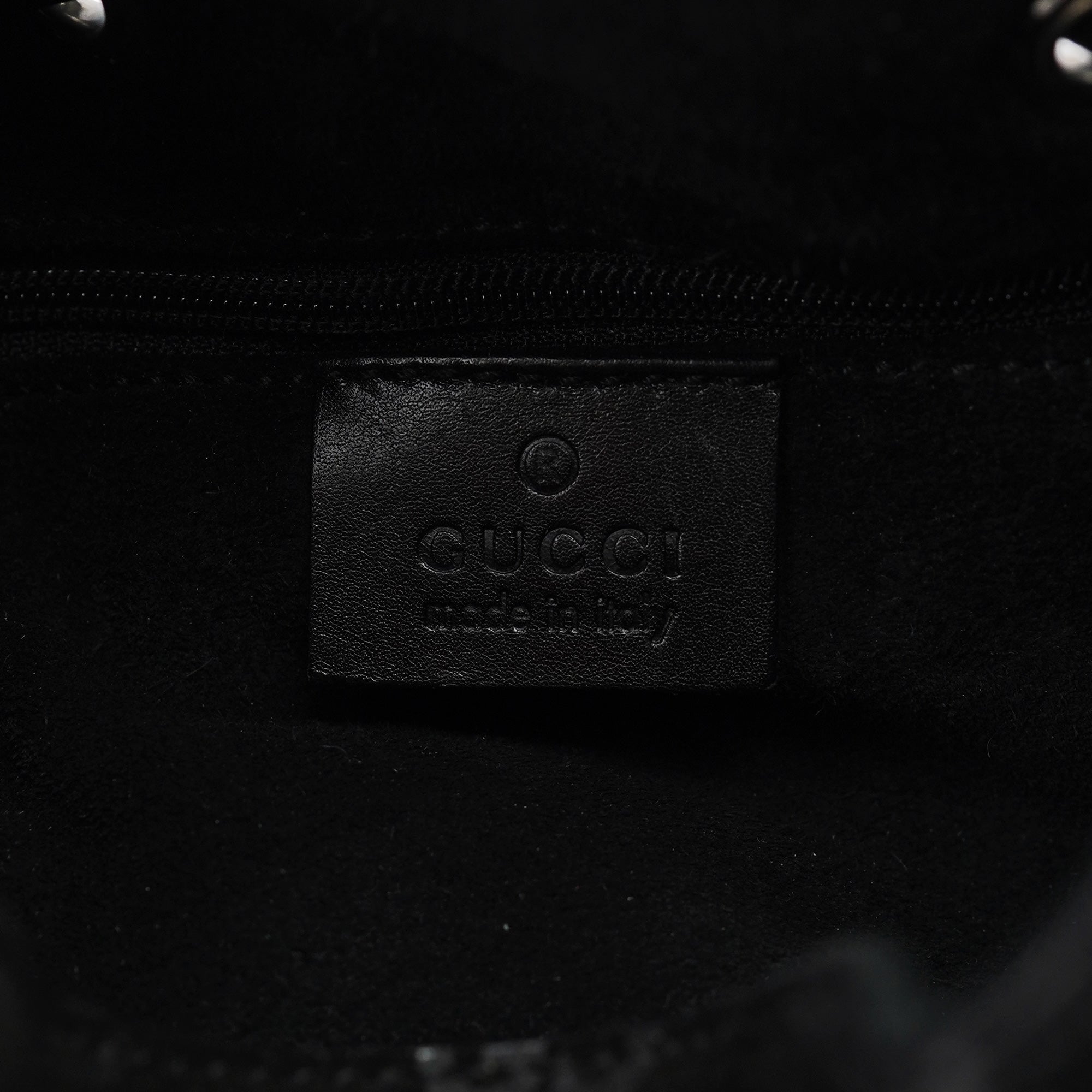 1997 Black GG Suede Drawstring Shoulder Bag
