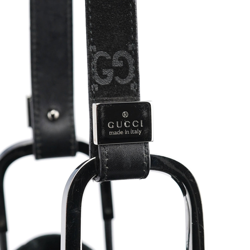 1997 Black GG Suede Drawstring Shoulder Bag