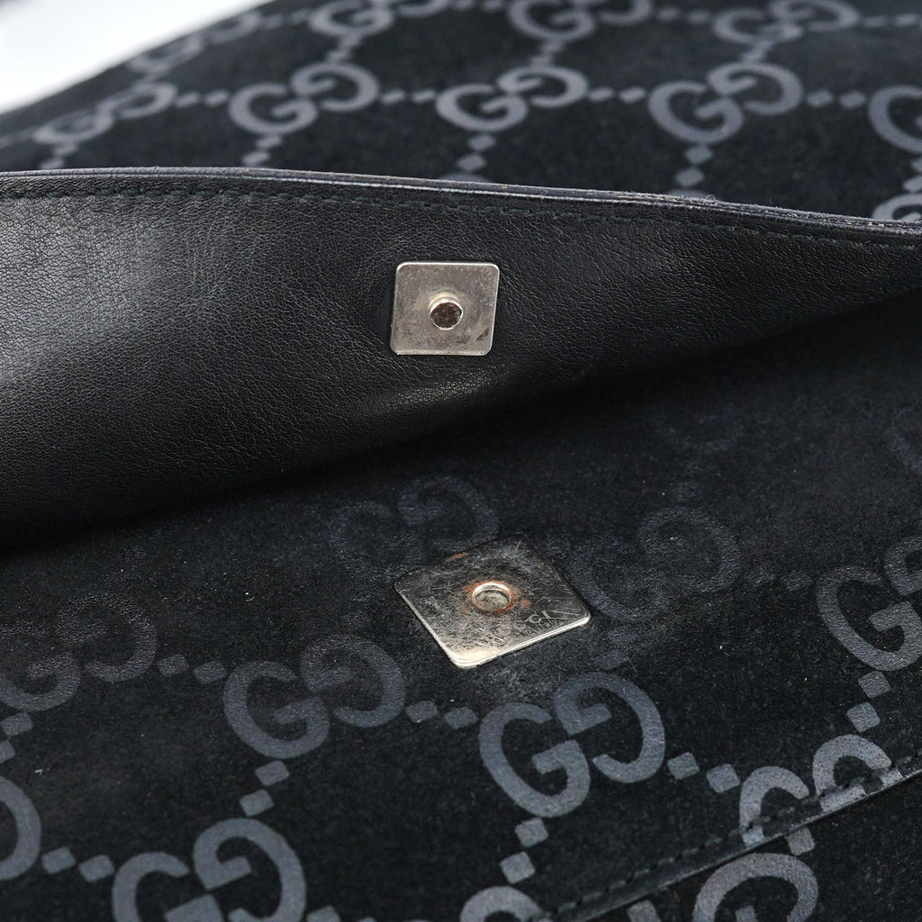 1997 Black GG Suede Horsebit Bag