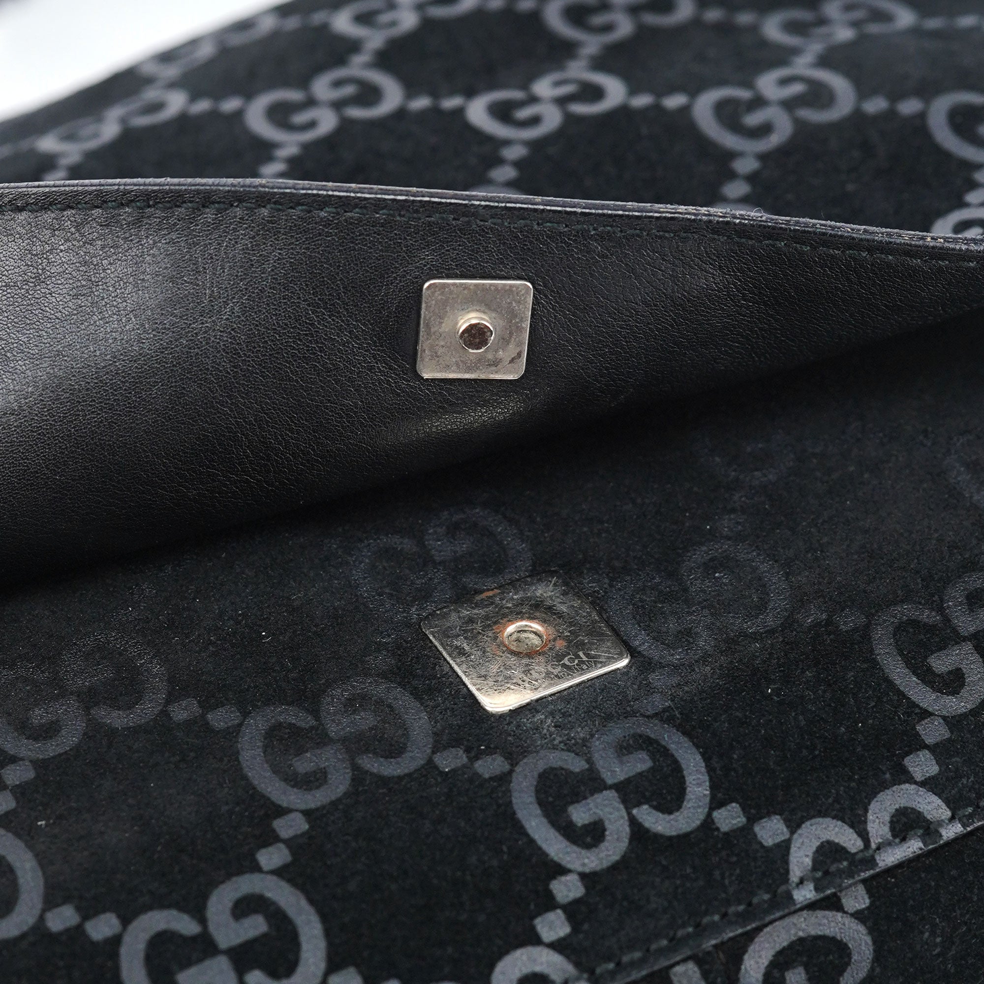 1997 Black GG Suede Horsebit Bag