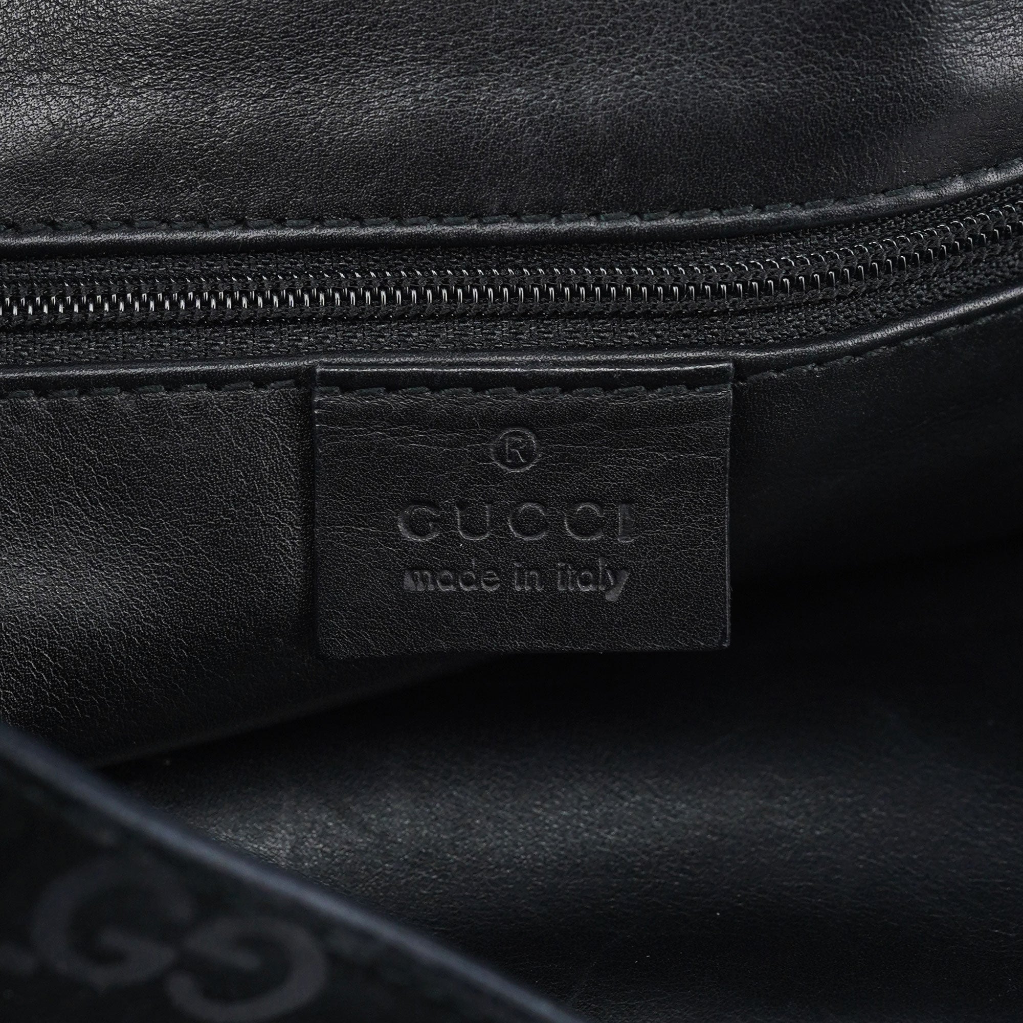1997 Black GG Suede Horsebit Bag