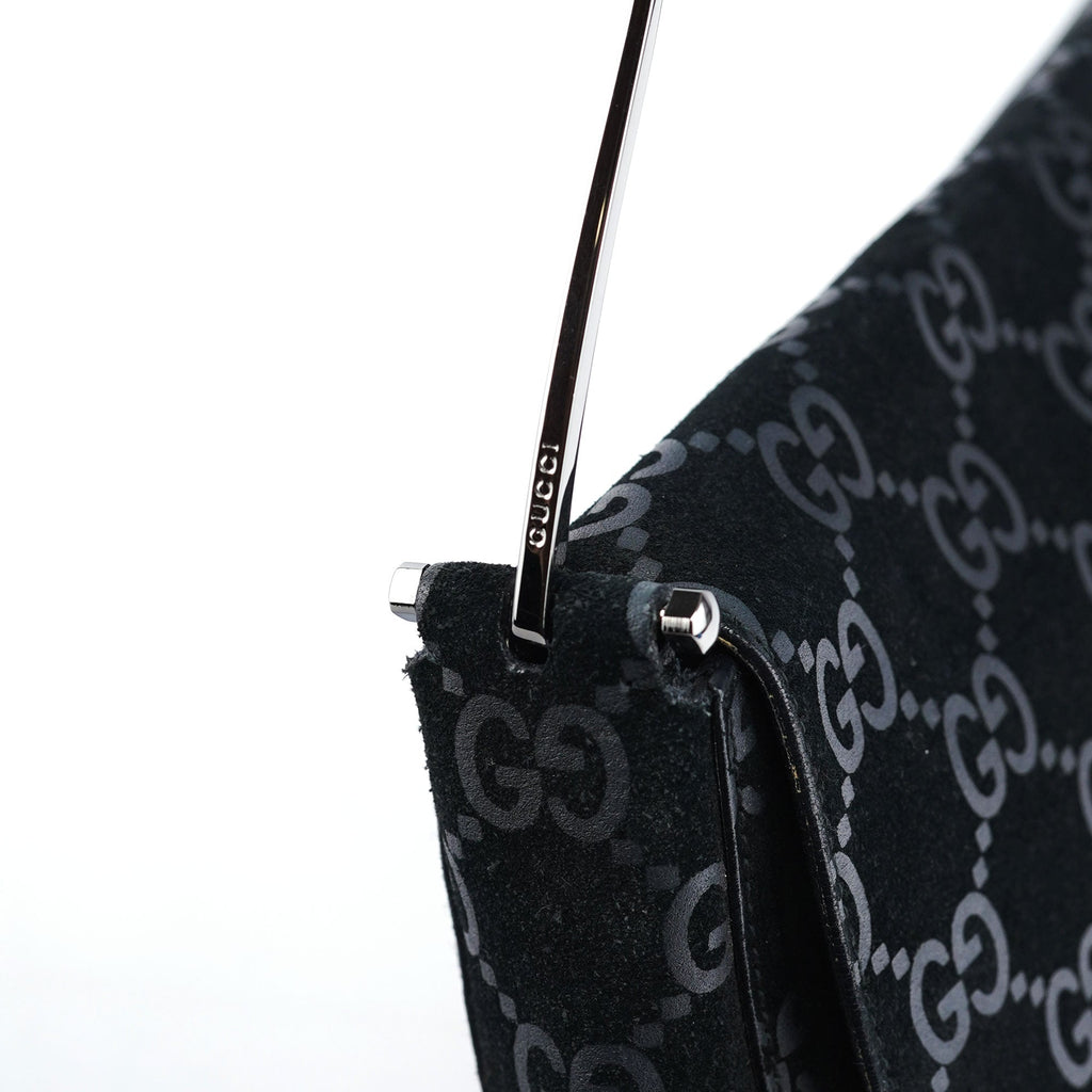 1997 Black GG Suede Horsebit Bag