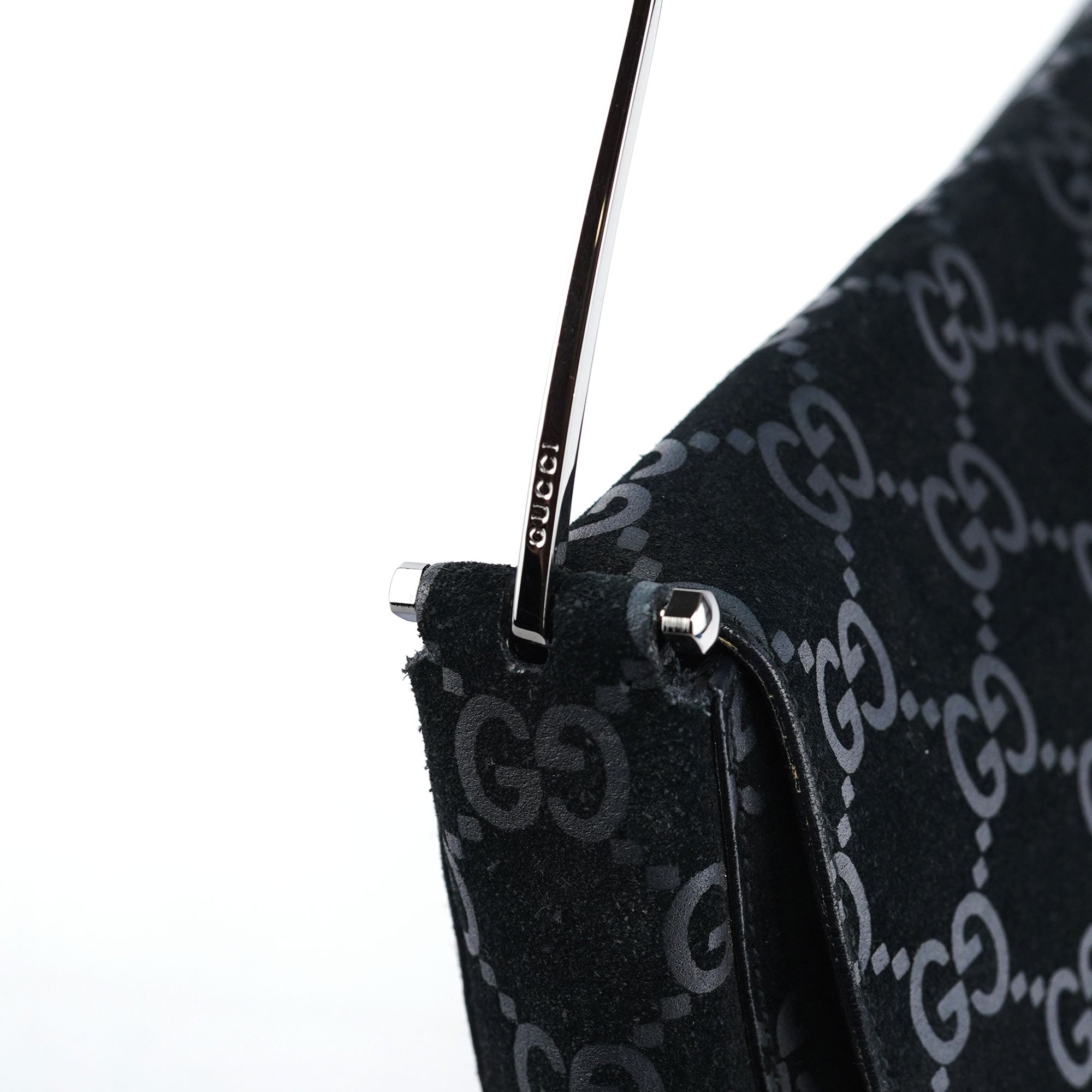 1997 Black GG Suede Horsebit Bag