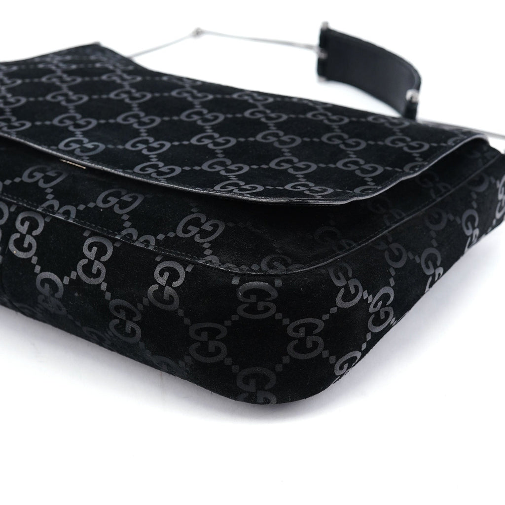 1997 Black GG Suede Horsebit Bag