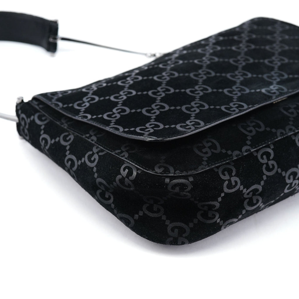 1997 Black GG Suede Horsebit Bag