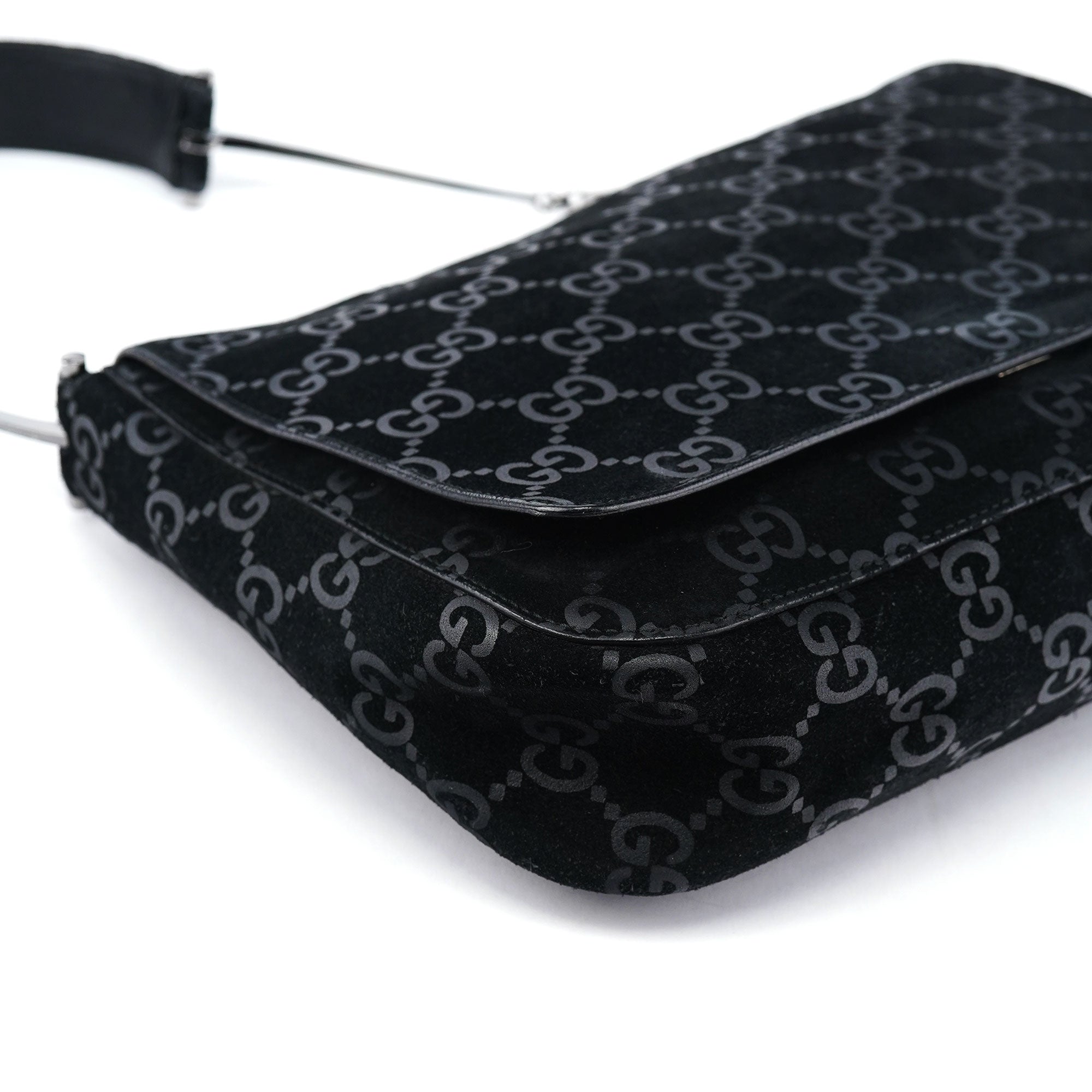 1997 Black GG Suede Horsebit Bag