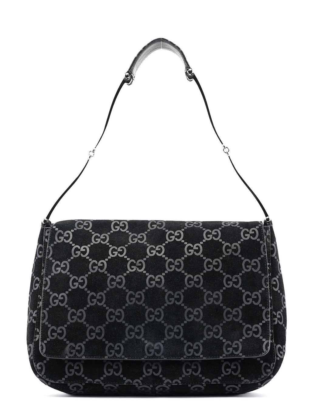 1997 Black GG Suede Horsebit Bag