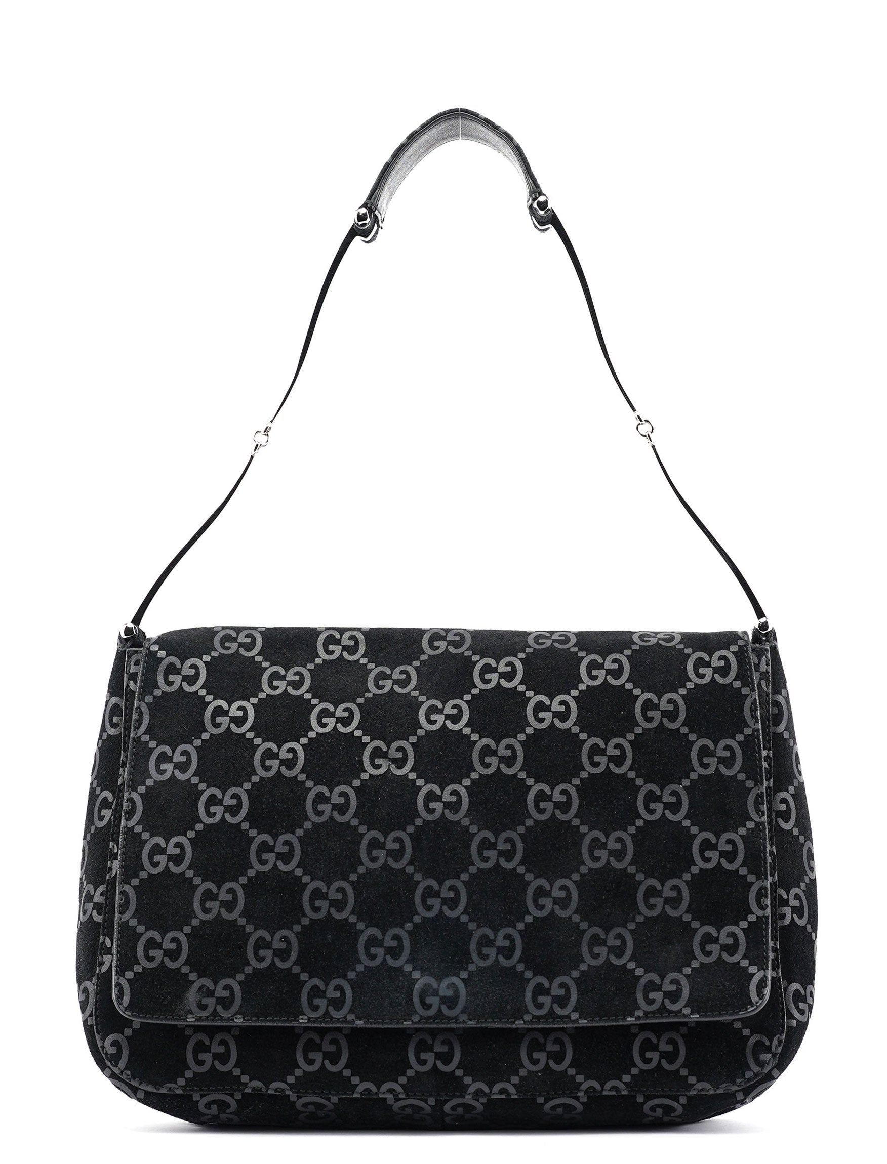 1997 Black GG Suede Horsebit Bag