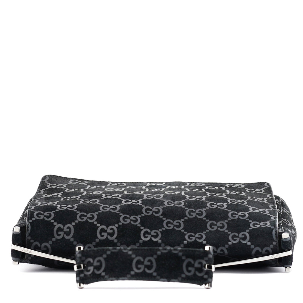 1997 Black GG Suede Horsebit Bag