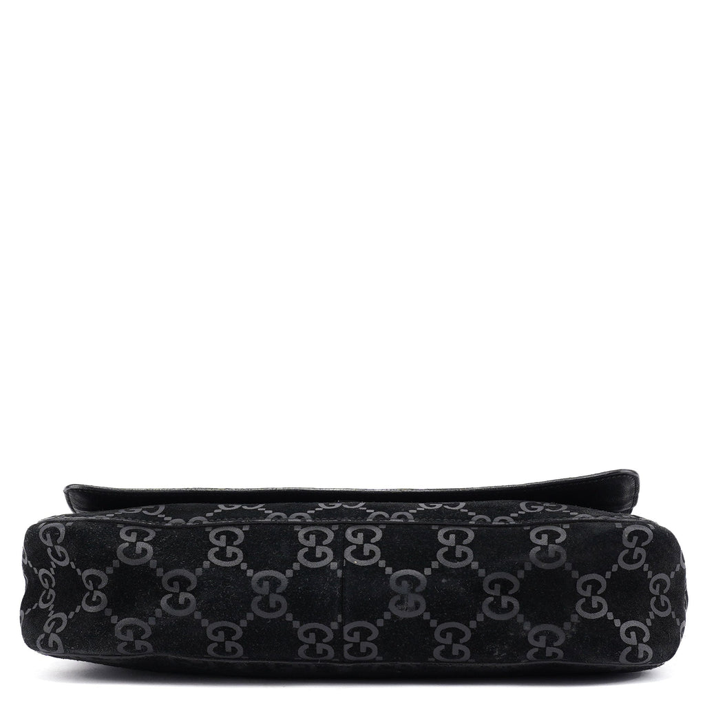 1997 Black GG Suede Horsebit Bag
