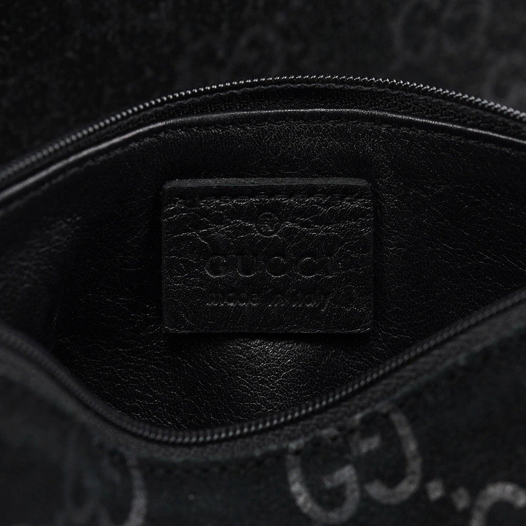 1997 Black GG Suede Horsebit Shoulder Bag