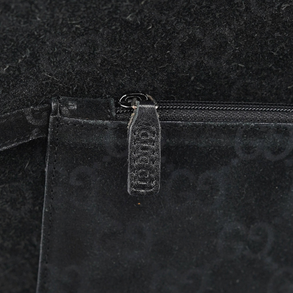 1997 Black GG Suede Horsebit Shoulder Bag