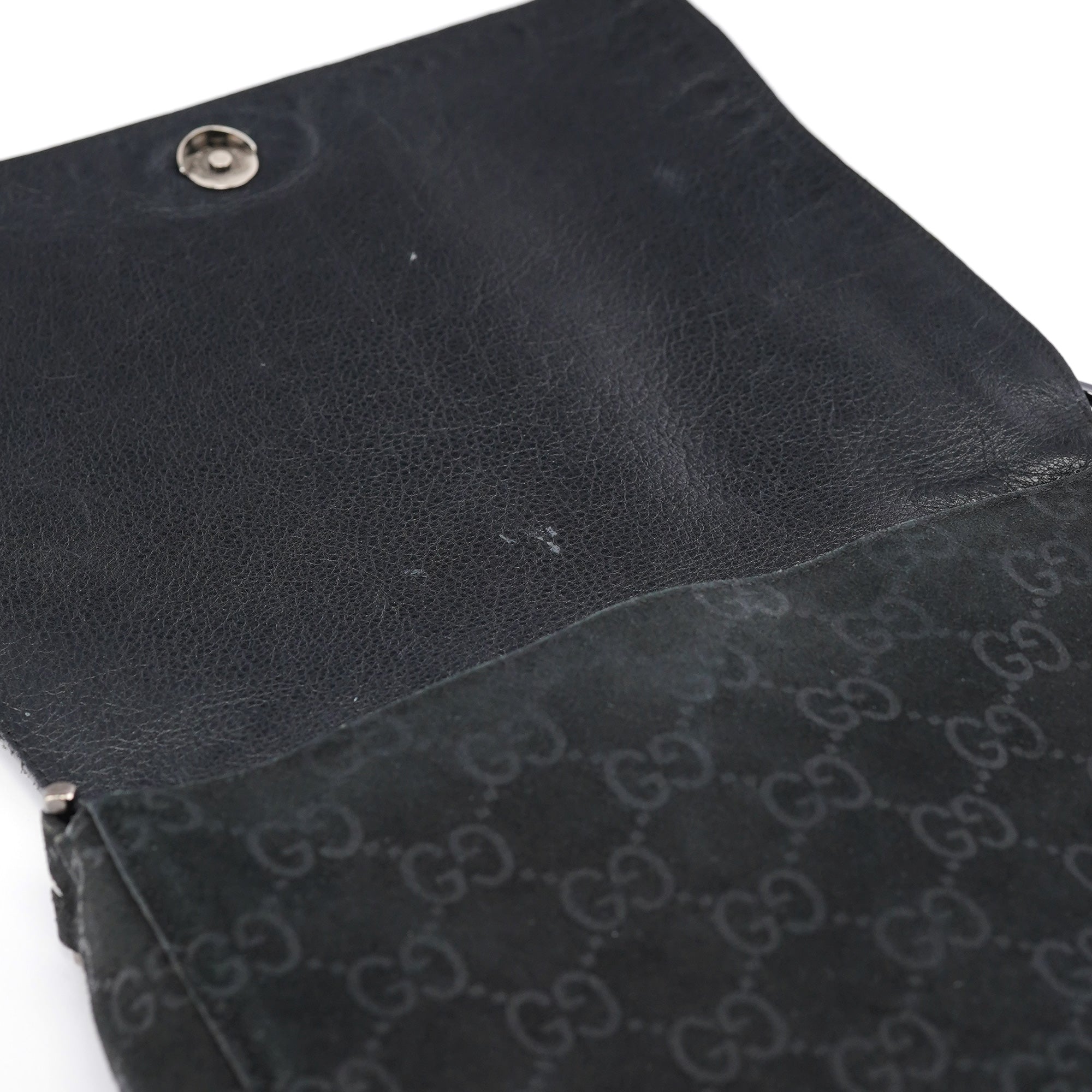 1997 Black GG Suede Horsebit Shoulder Bag