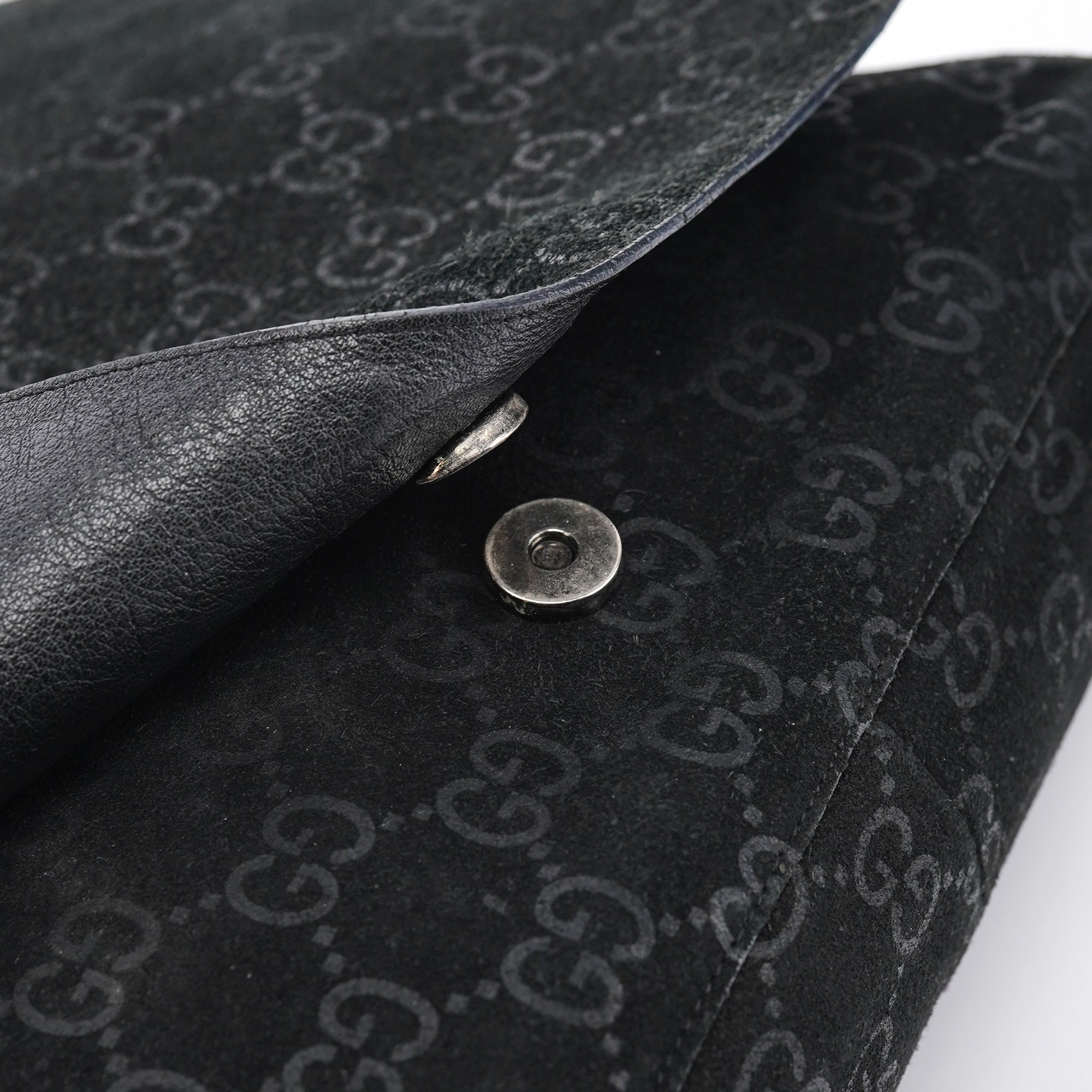 1997 Black GG Suede Horsebit Shoulder Bag