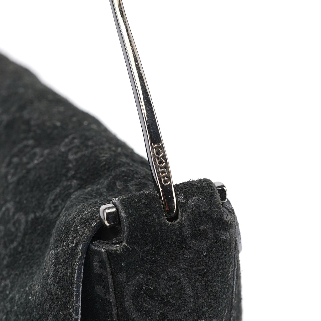 1997 Black GG Suede Horsebit Shoulder Bag