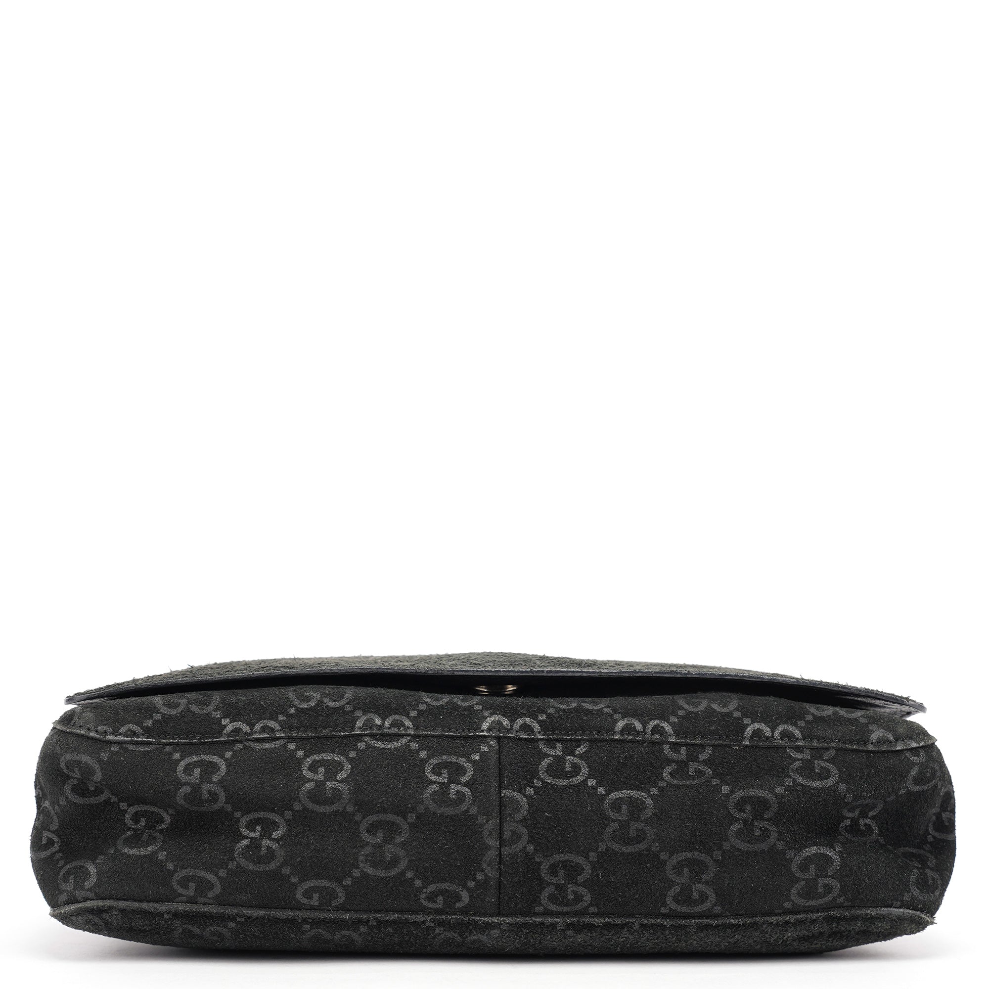1997 Black GG Suede Horsebit Shoulder Bag