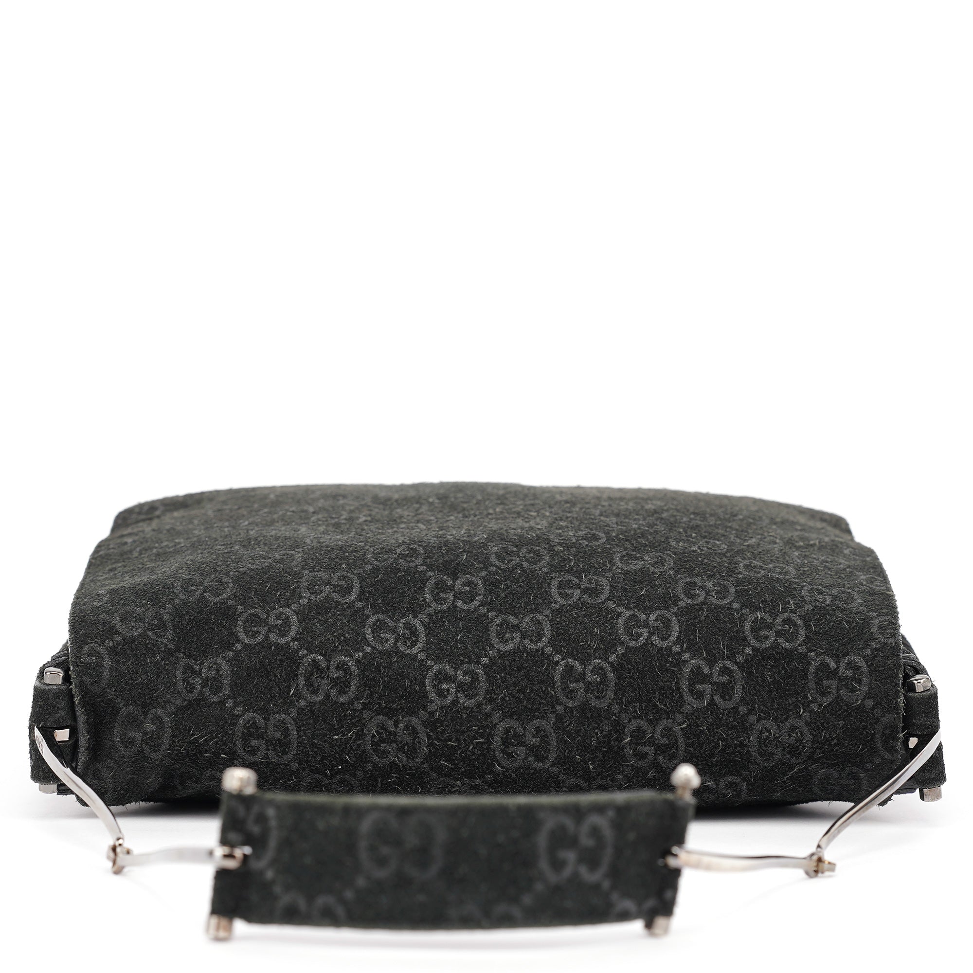 1997 Black GG Suede Horsebit Shoulder Bag