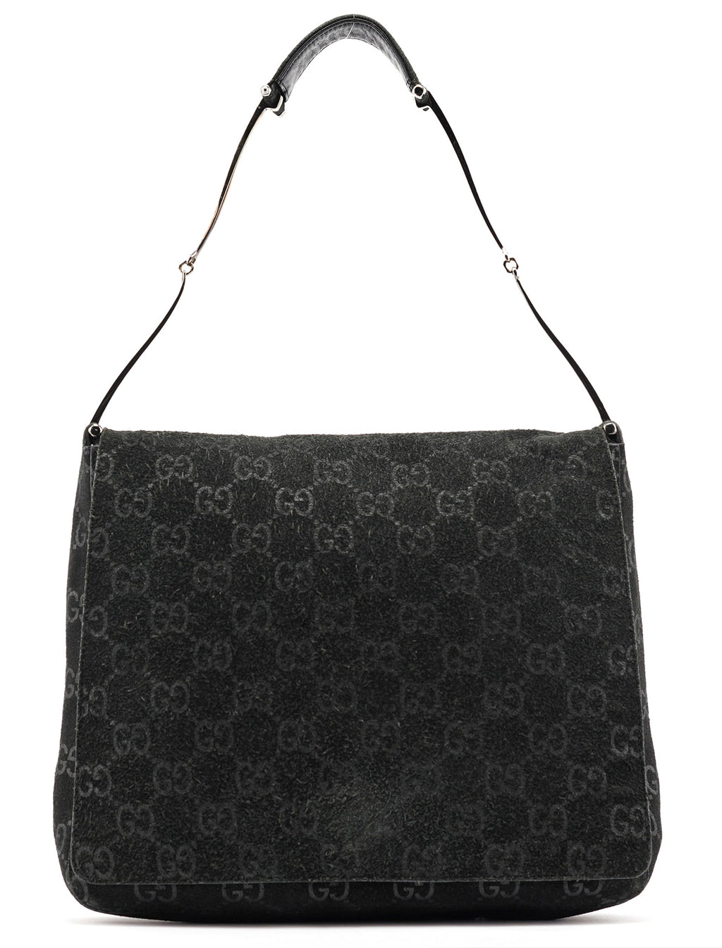 1997 Black GG Suede Horsebit Shoulder Bag