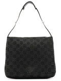 1997 Black GG Suede Horsebit Shoulder Bag