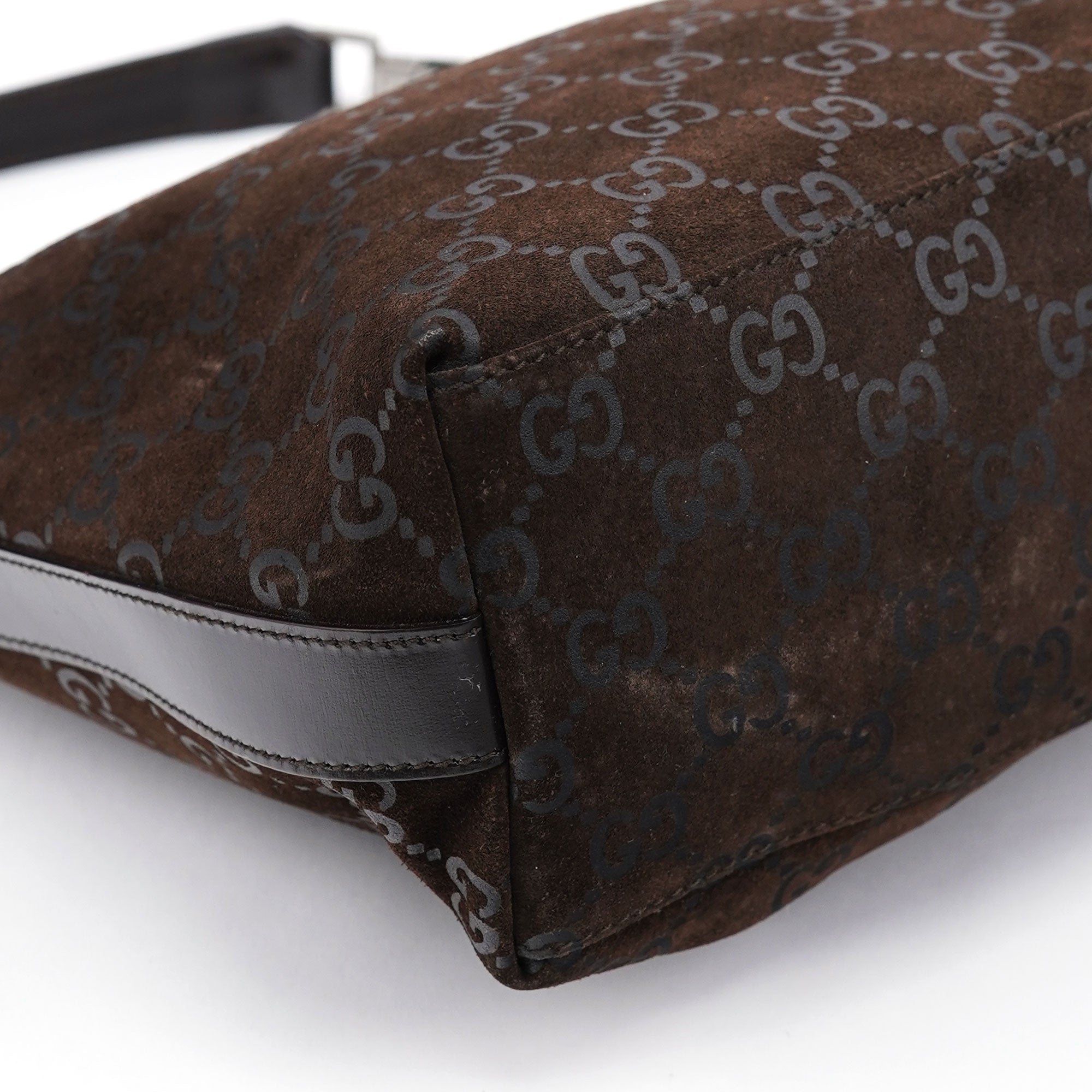 1997 Black GG Suede Shoulder Bag