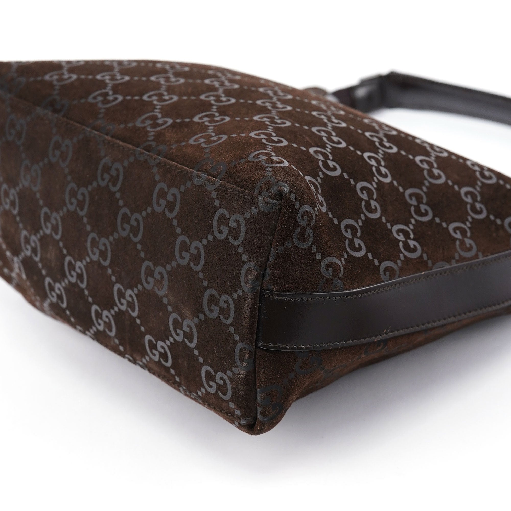 1997 Black GG Suede Shoulder Bag
