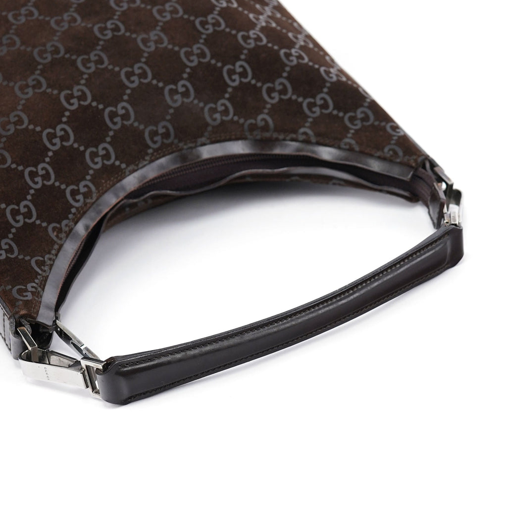 1997 Black GG Suede Shoulder Bag