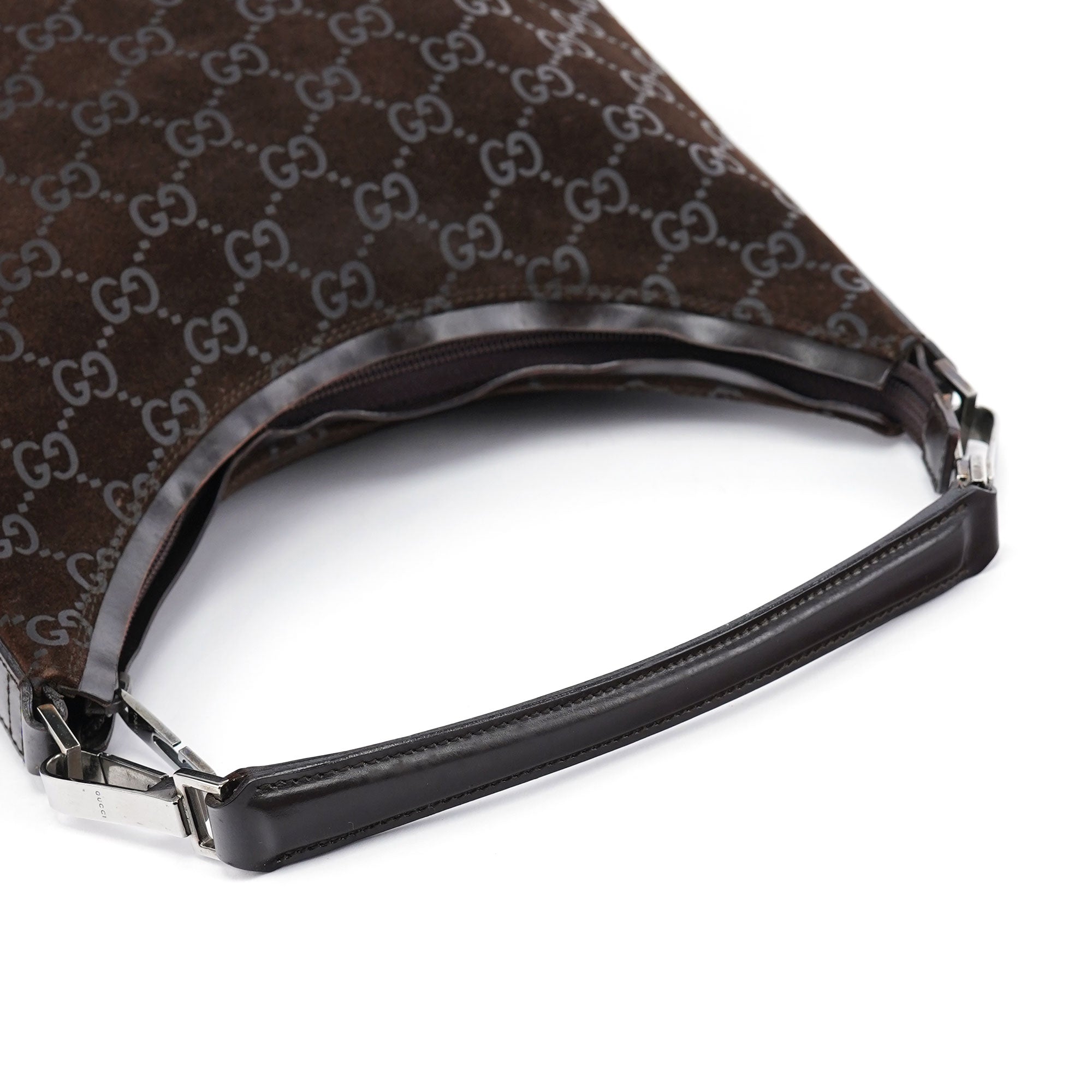 1997 Black GG Suede Shoulder Bag