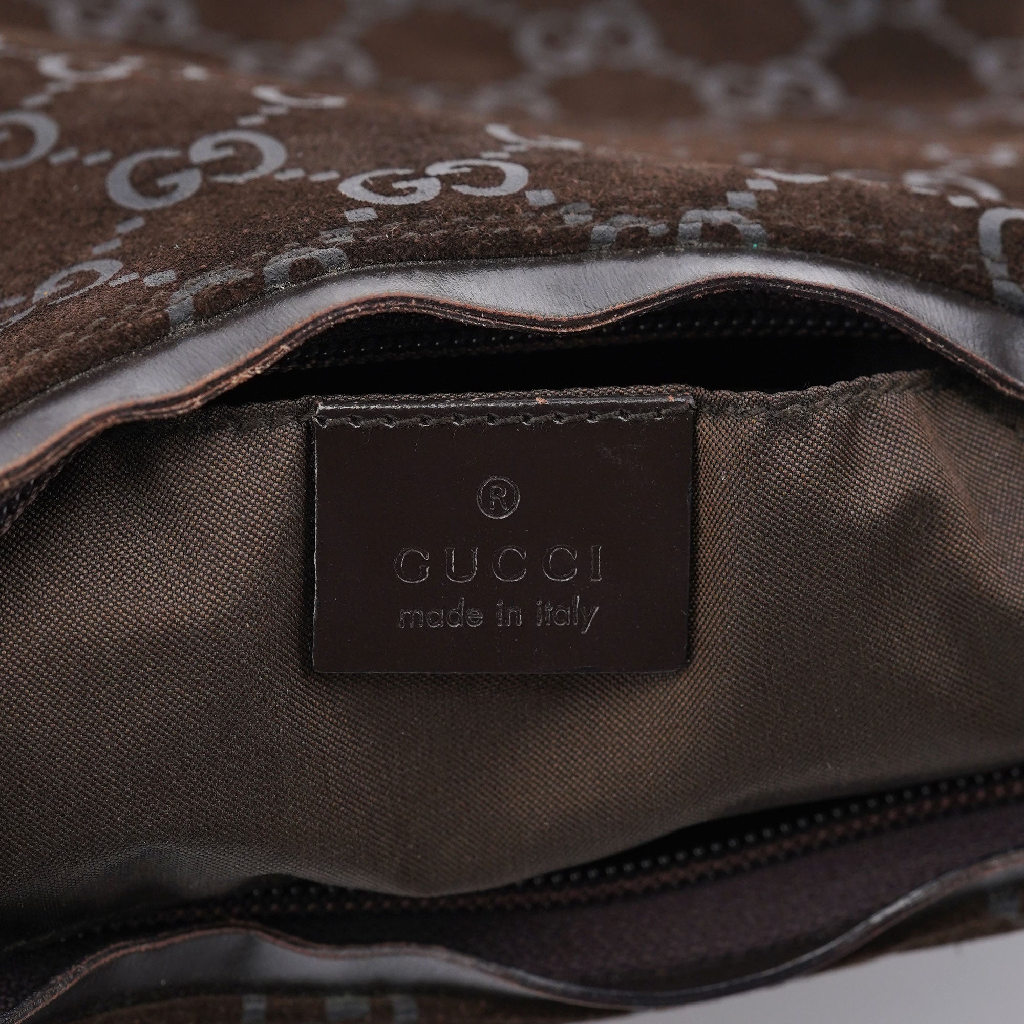 1997 Black GG Suede Shoulder Bag