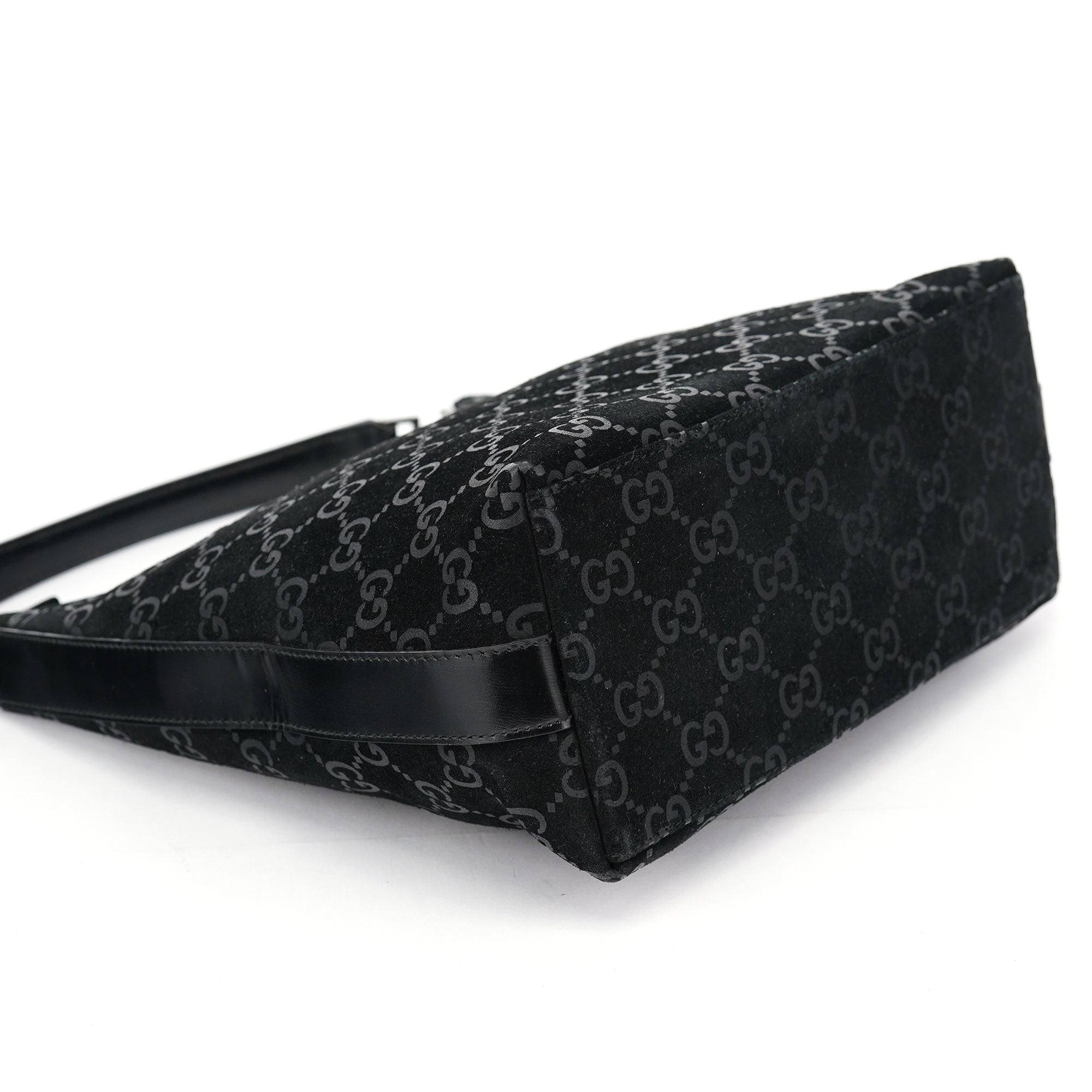 1997 Black GG Suede Shoulder Bag