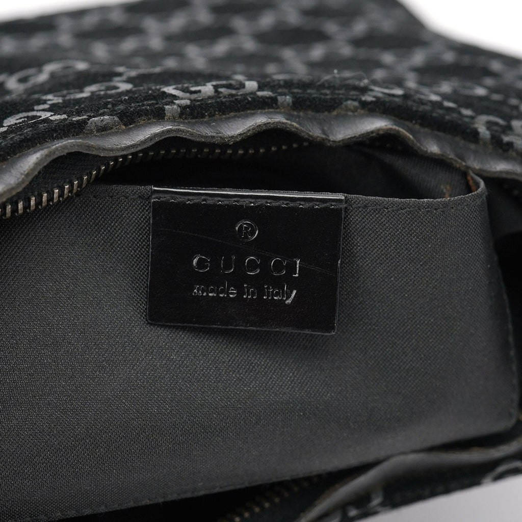 1997 Black GG Suede Shoulder Bag