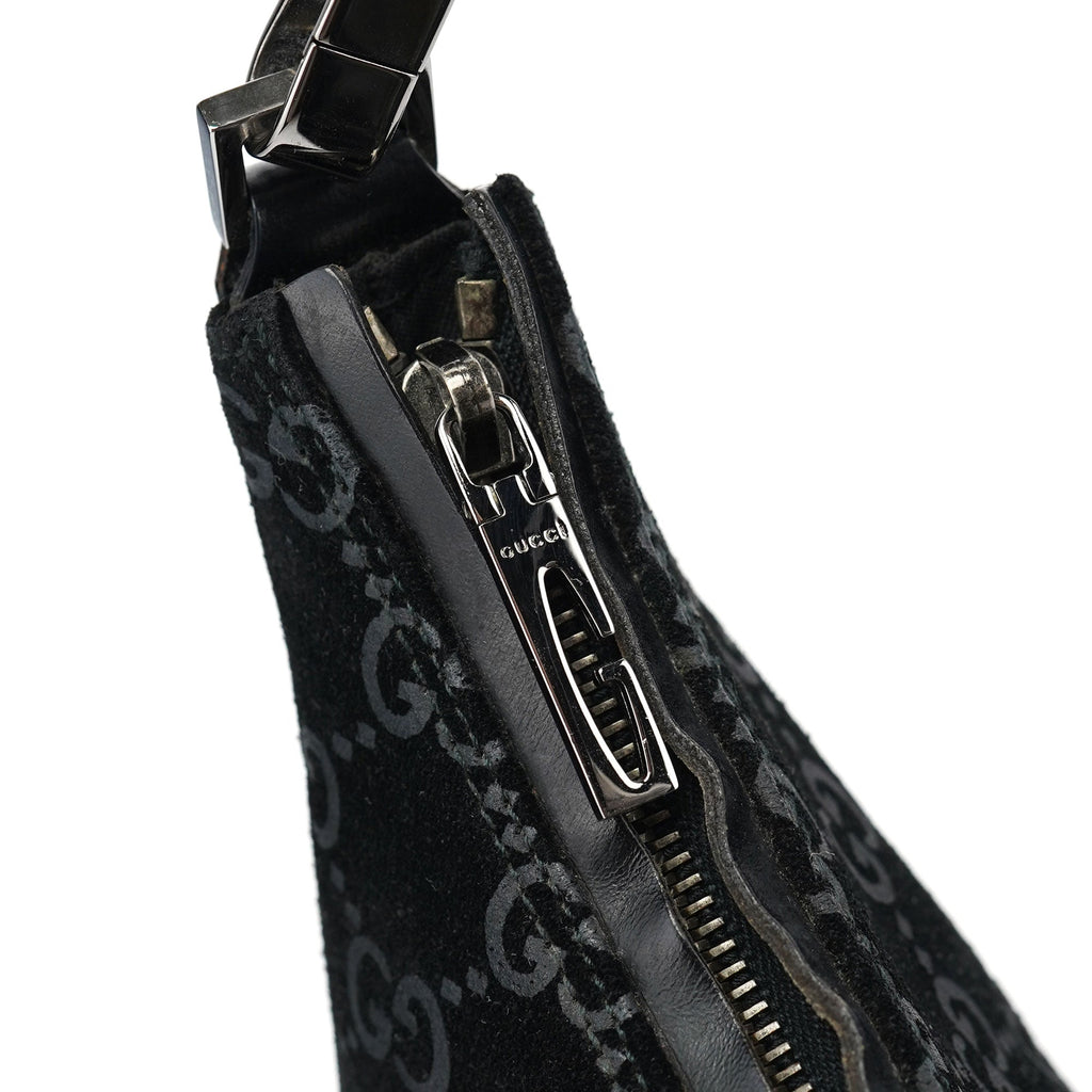 1997 Black GG Suede Shoulder Bag
