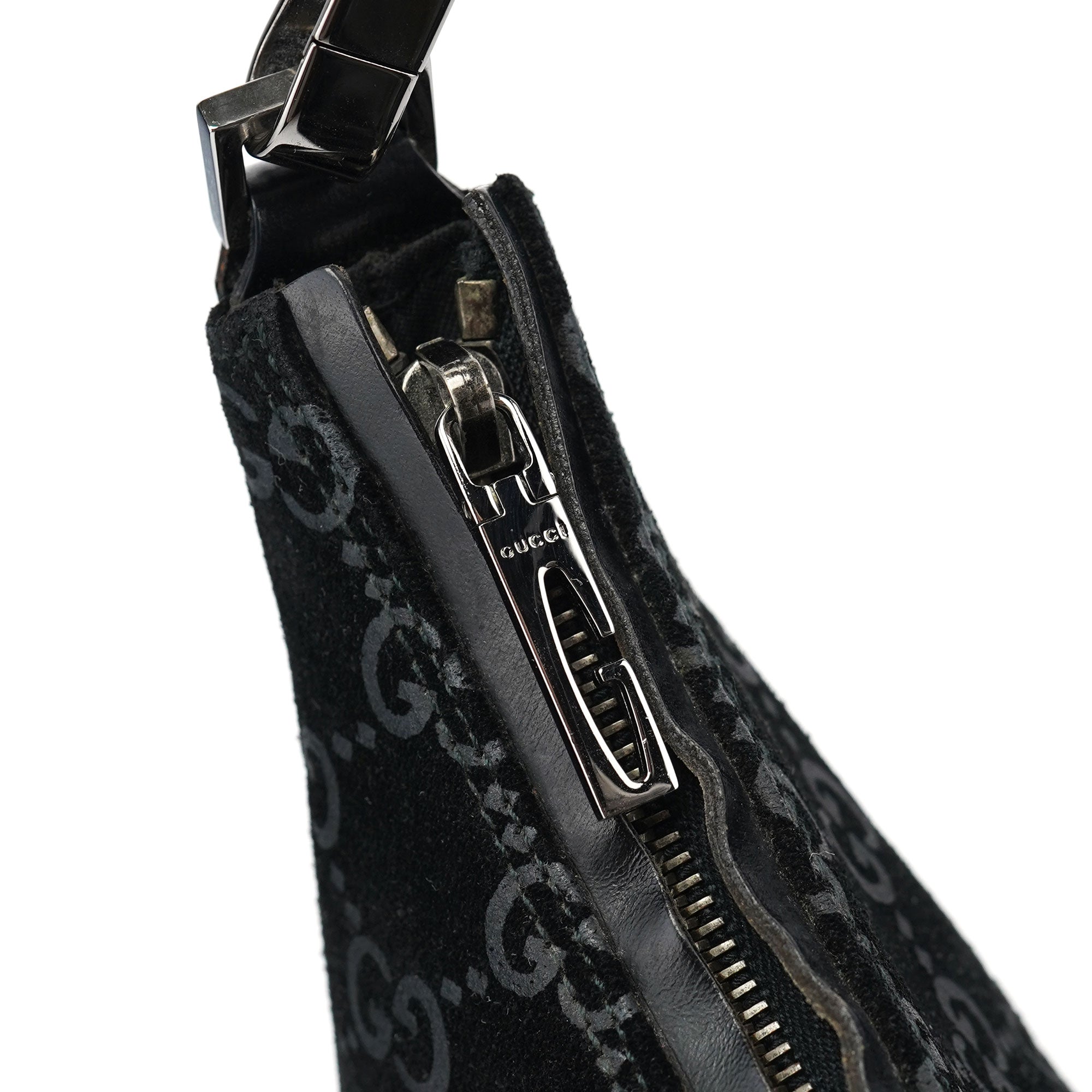 1997 Black GG Suede Shoulder Bag