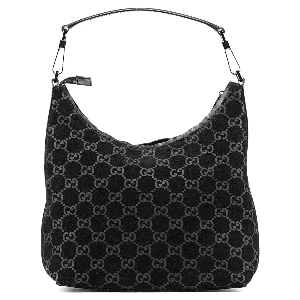 1997 Black GG Suede Shoulder Bag