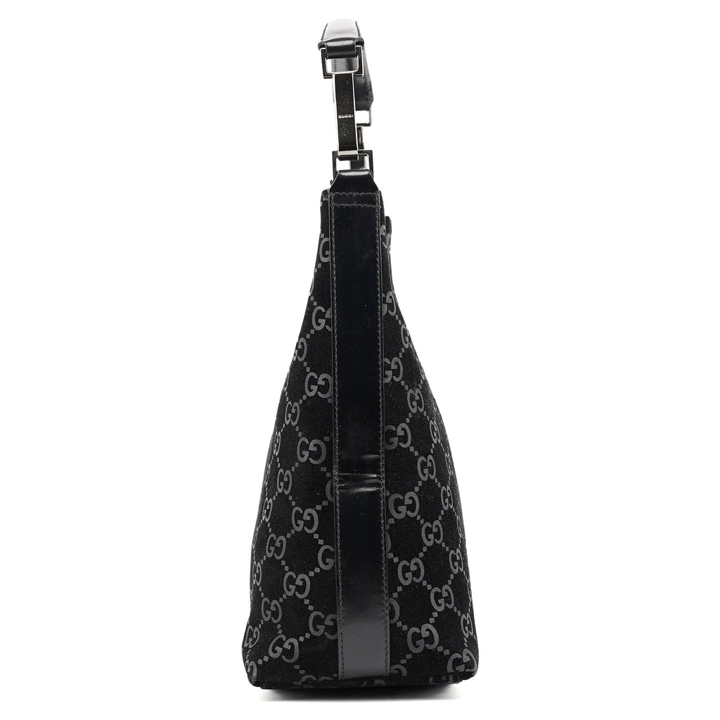 1997 Black GG Suede Shoulder Bag