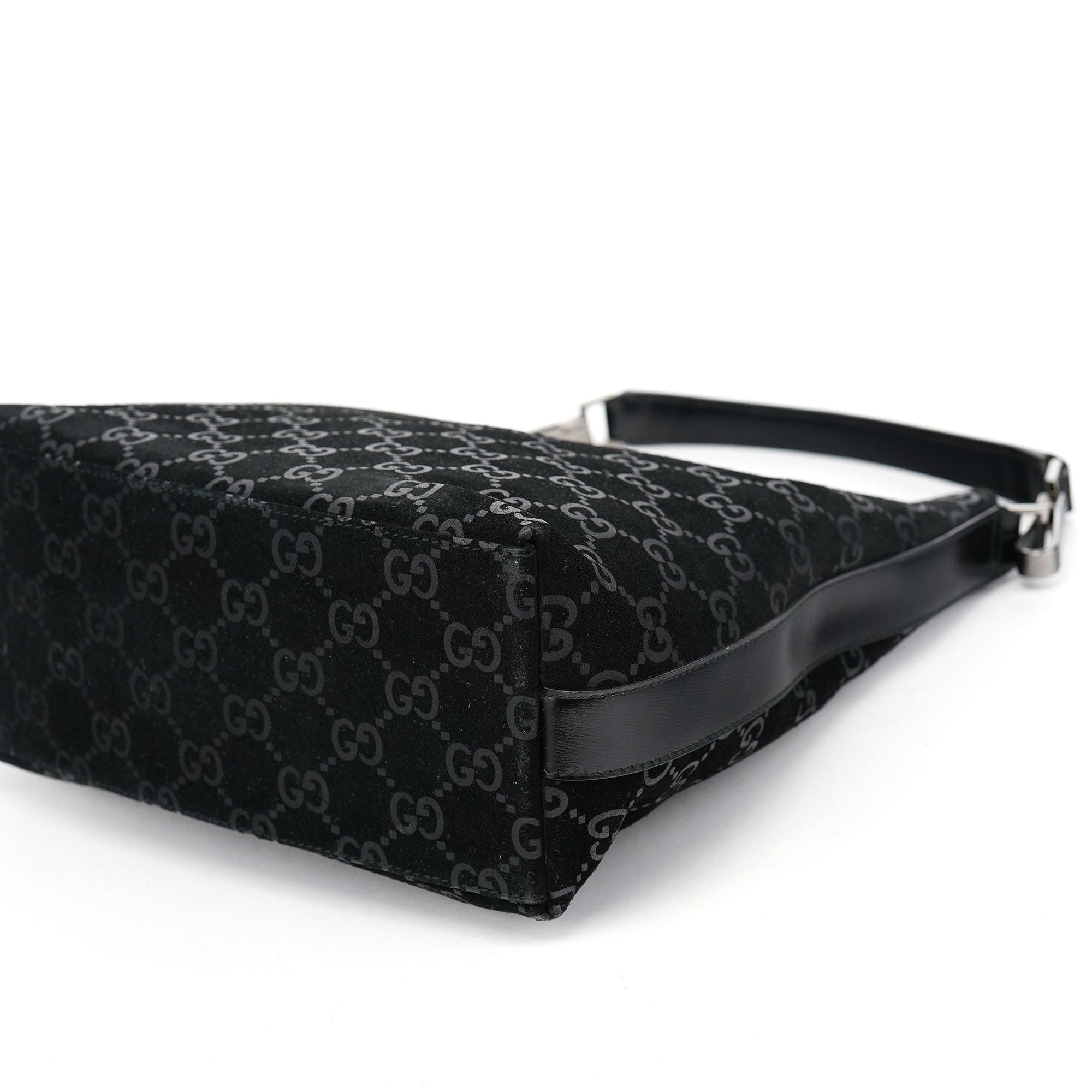 1997 Black GG Suede Shoulder Bag