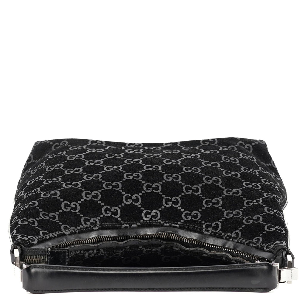 1997 Black GG Suede Shoulder Bag